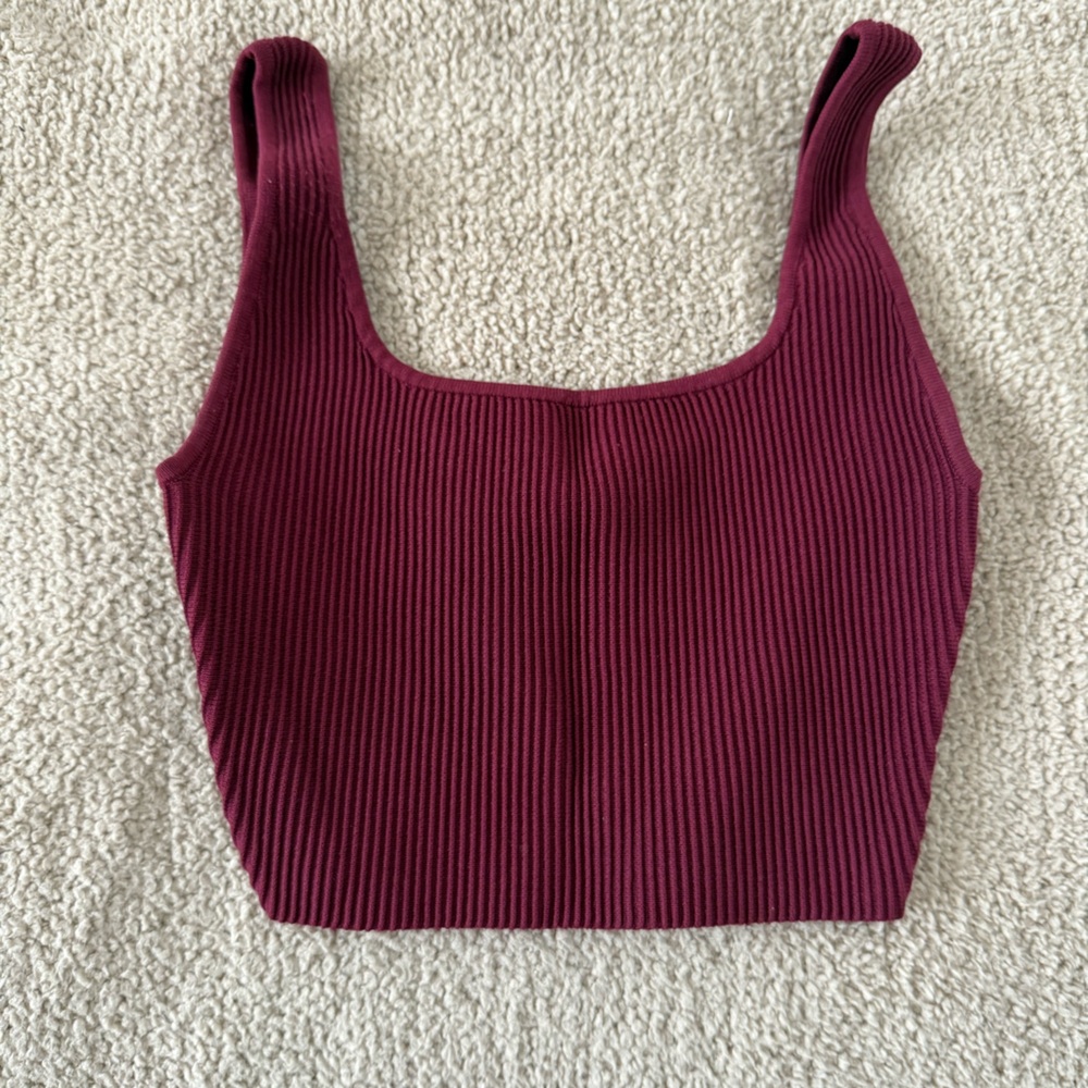Aritzia Ribbed Burgundy Tank Top